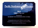Plaque for VHFer of the Year