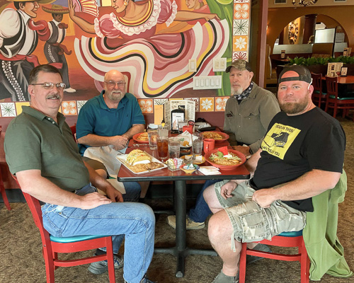 L-R: Mark N7NWP, Ed N7BAV, Mike KB7ME, James K7KQA grid chasers plotting against humanity Oct 6 in The Dalles ,OR CN95